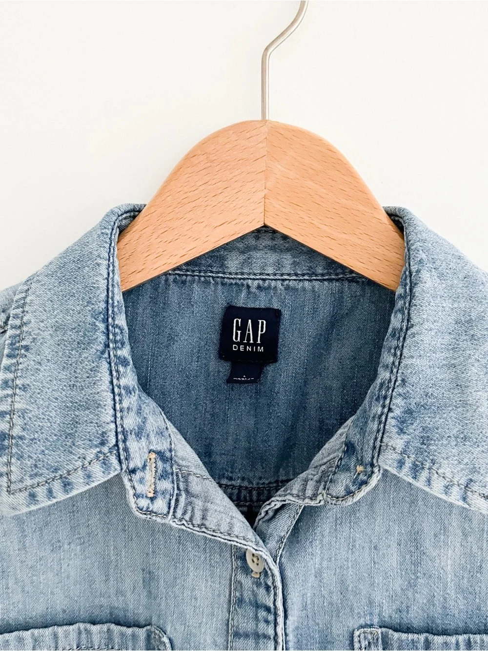 Gap Kids Chambray Denim Button Down Shirt Western Ranch Workwear Utility Size L